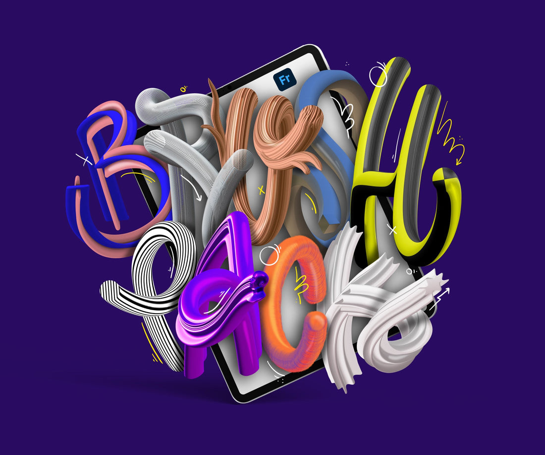 Multicolor brush strokes made in Adobe Fresco on iPad