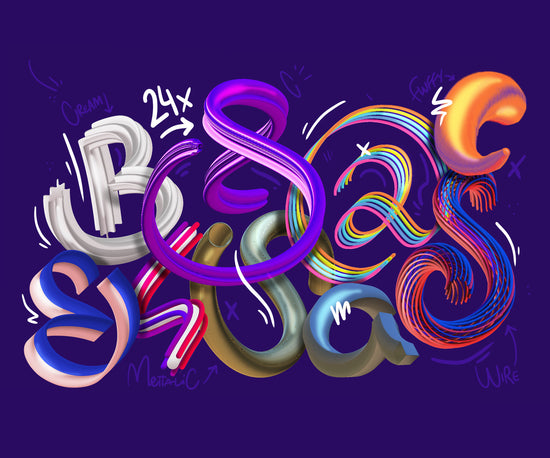 Multicolor brush pack for Adobe Fresco iPad painting
